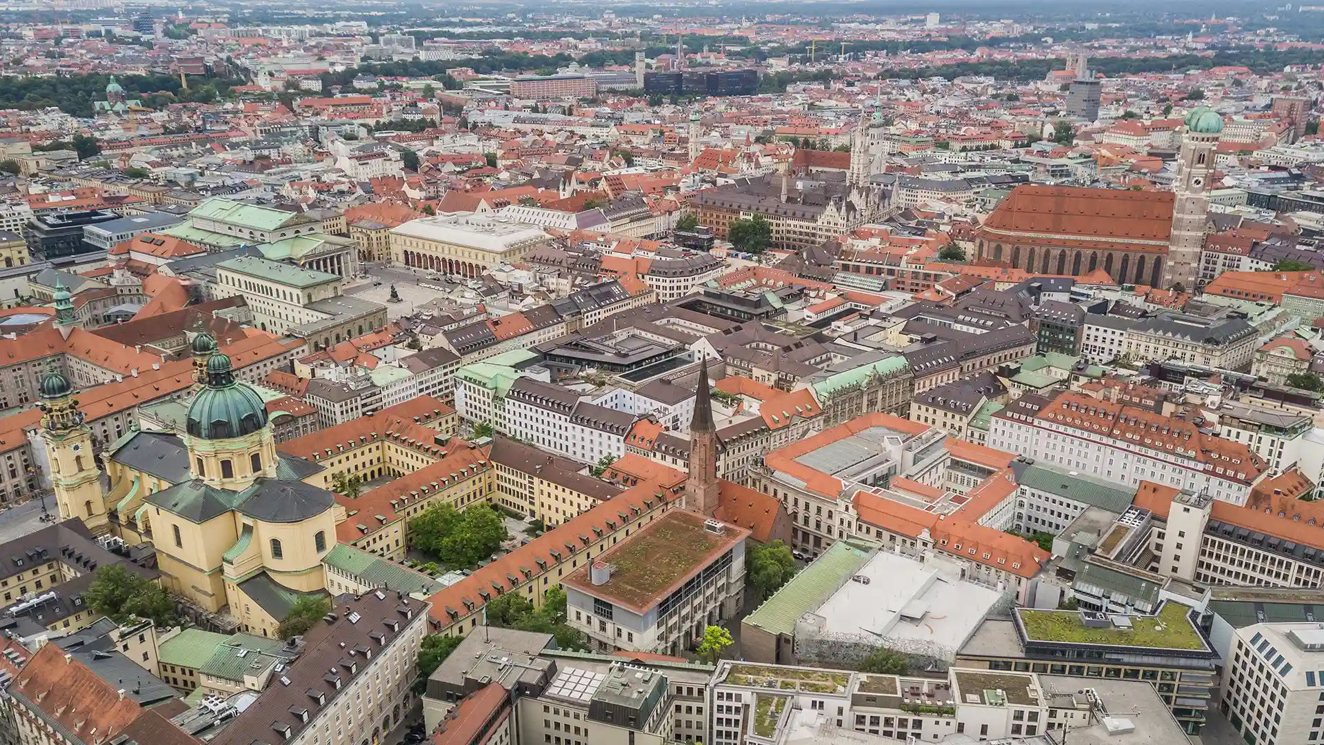 Drone image from Munich, showing Living in Munich