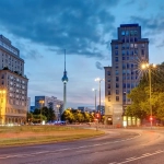 Strausberger Platz in sunset, a Famous Streets in Berlin
