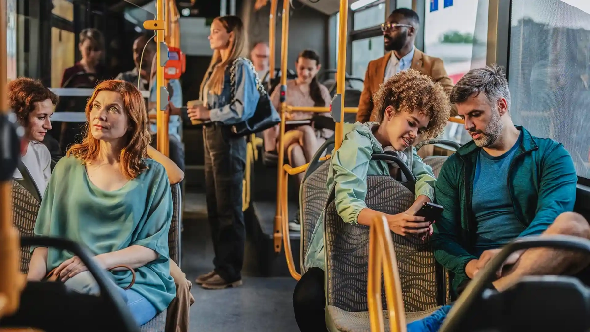 How to Use Public Transport in Berlin – passengers riding a city bus with relaxed atmosphere and diverse group of people