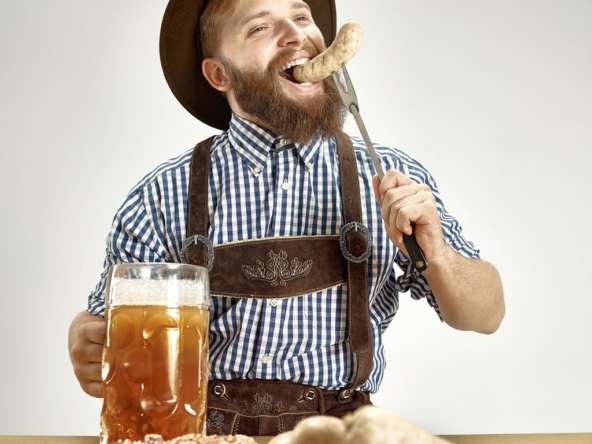 germany bavaria upper bavaria man with beer dresse