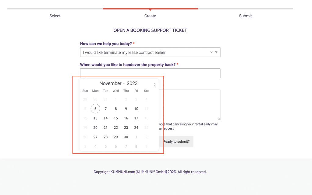 lease termination date support